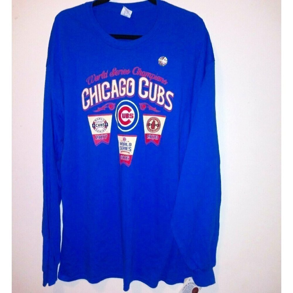 NWT Chicago Cubs 2016 World Series Champions Men's 2XL 2TG T-Shirt LS Gildan
